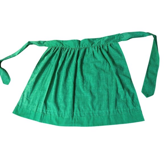Handmade Green Polka Dot Apple Half Kitchen Apron Used - Picture 4 of 9